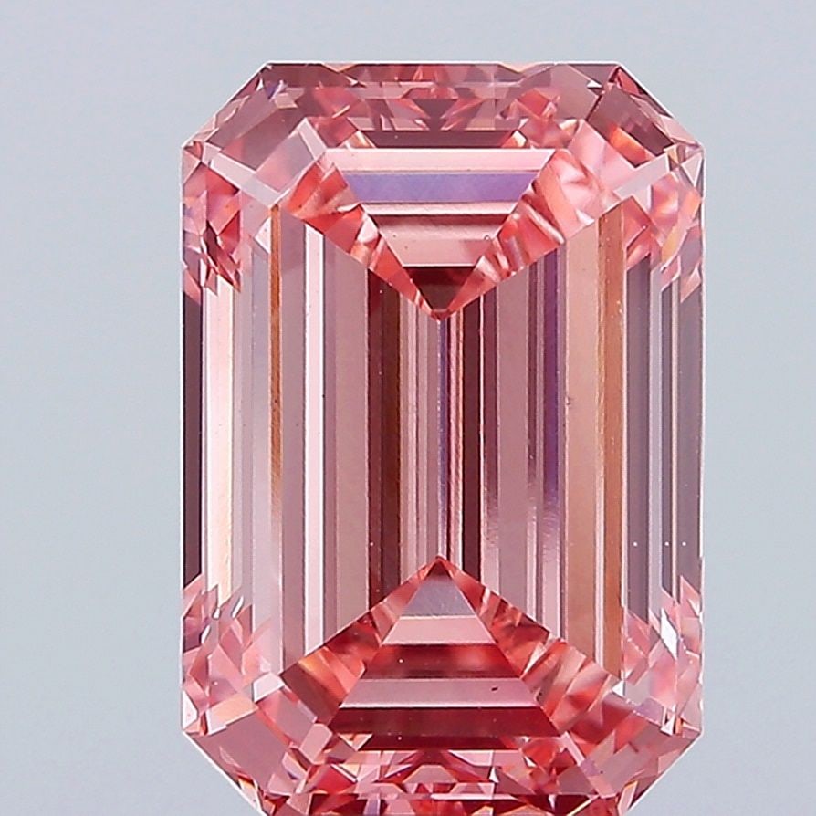 Loose Diamond - EMERALD 9.03ct Fancy Vivid Pink VS1: Loose Diamond - EMERALD 9.03ct Fancy Vivid Pink VS1 Source: This is a real non-mined Diamond that has been grown in a lab Shape: EMERALD Carats: 9.03 Color: Fancy Vivid Pink Certification: IGI Video: