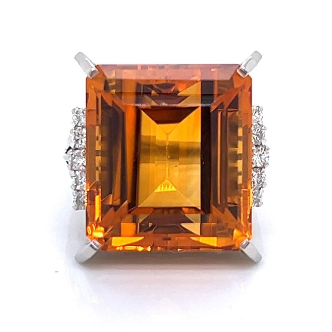 Elegant Platinum Ring with 17.20 Ct Topaz and 10 Diamonds (1 of 4)