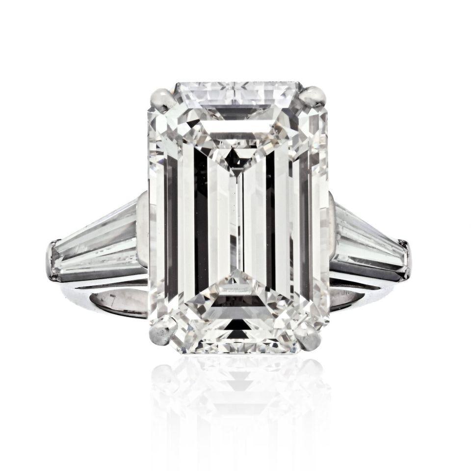 Impressive 11.89 Carat Emerald Cut Diamond Engagement Ring Platinum GIA (1 of 4)