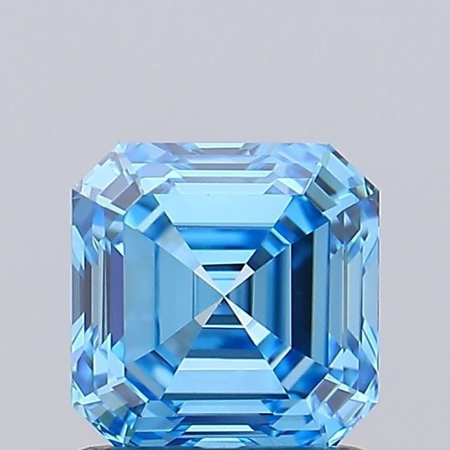 Loose Diamond - ASSCHER 1.01ct Fancy Vivid Blue VS1: Loose Diamond - ASSCHER 1.01ct Fancy Vivid Blue VS1 Source: This is a real non-mined Diamond that has been grown in a lab Shape: ASSCHER Carats: 1.01 Color: Fancy Vivid Blue Certification: IGI Video: