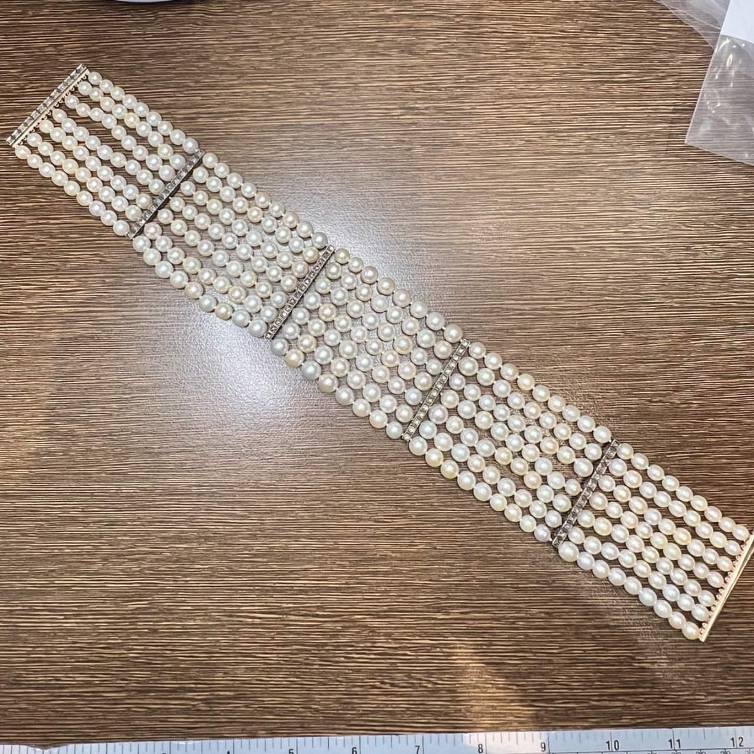 Victorian 18K Gold Silver Pearl Choker with 66 Rose-cut Diamonds: Victorian 18K Gold Silver Pearl Choker with 66 Rose-cut Diamonds This exquisite Victorian necklace/choker features a stunning combination of 18K gold and silver, adorned with 66 rose-cut diamonds tota