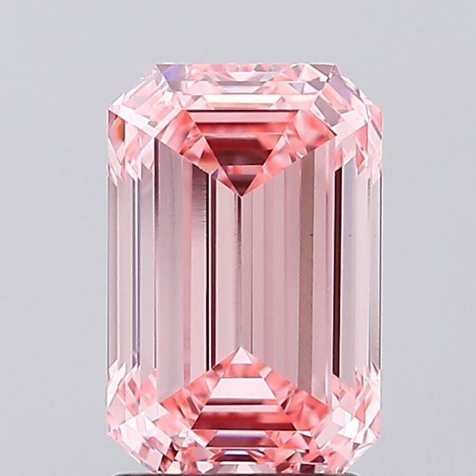 Loose Diamond - EMERALD 2.36ct Fancy Vivid Pink VS1: Loose Diamond - EMERALD 2.36ct Fancy Vivid Pink VS1 Source: This is a real non-mined Diamond that has been grown in a lab Shape: EMERALD Carats: 2.36 Color: Fancy Vivid Pink Certification: IGI Video: