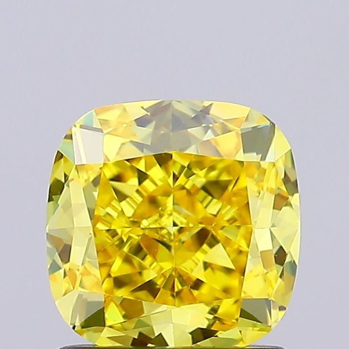 Loose Diamond - CUSHION BRILLIANT 1.2ct Fancy Vivid Yellow VS1: Loose Diamond - CUSHION BRILLIANT 1.2ct Fancy Vivid Yellow VS1 Source: This is a real non-mined Diamond that has been grown in a lab Shape: CUSHION BRILLIANT Carats: 1.2 Color: Fancy Vivid Yellow Cert