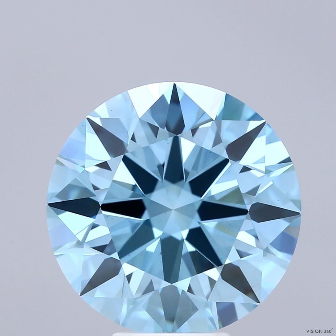 Ideal Loose Diamond - ROUND 8.06ct Fancy Vivid Blue VS1: Ideal Loose Diamond - ROUND 8.06ct Fancy Vivid Blue VS1 Source: This is a real non-mined Diamond that has been grown in a lab Shape: ROUND Carats: 8.06 Color: Fancy Vivid Blue Certification: IGI Video