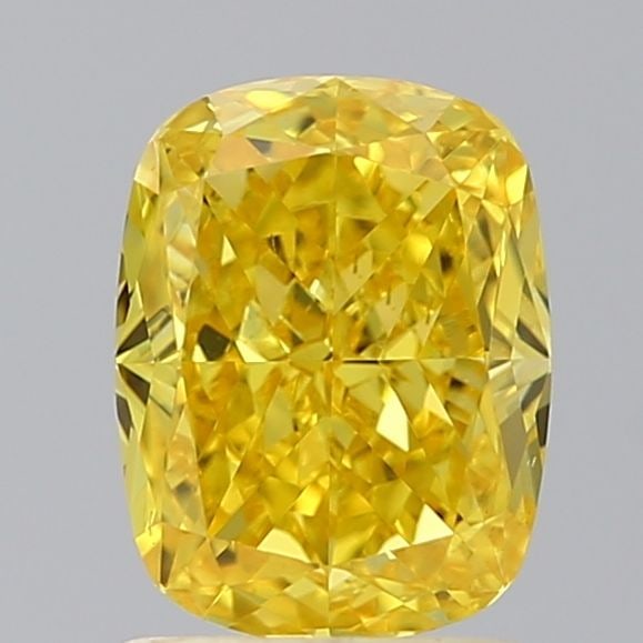 Loose Diamond - CUSHION BRILLIANT 1.5ct Fancy Vivid Yellow VS1: Loose Diamond - CUSHION BRILLIANT 1.5ct Fancy Vivid Yellow VS1 Source: This is a real non-mined Diamond that has been grown in a lab Shape: CUSHION BRILLIANT Carats: 1.5 Color: Fancy Vivid Yellow Cert