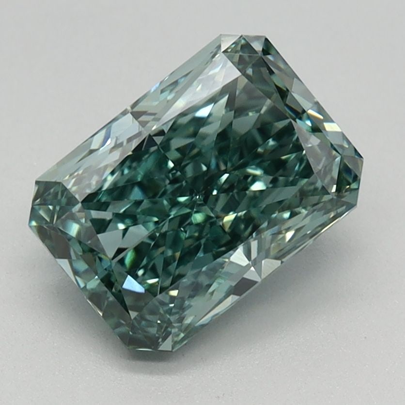 Loose Diamond - RADIANT 1.55ct Fancy Vivid Green VS1: Loose Diamond - RADIANT 1.55ct Fancy Vivid Green VS1 Source: This is a real non-mined Diamond that has been grown in a lab Shape: RADIANT Carats: 1.55 Color: Fancy Vivid Green Certification: IGI Video
