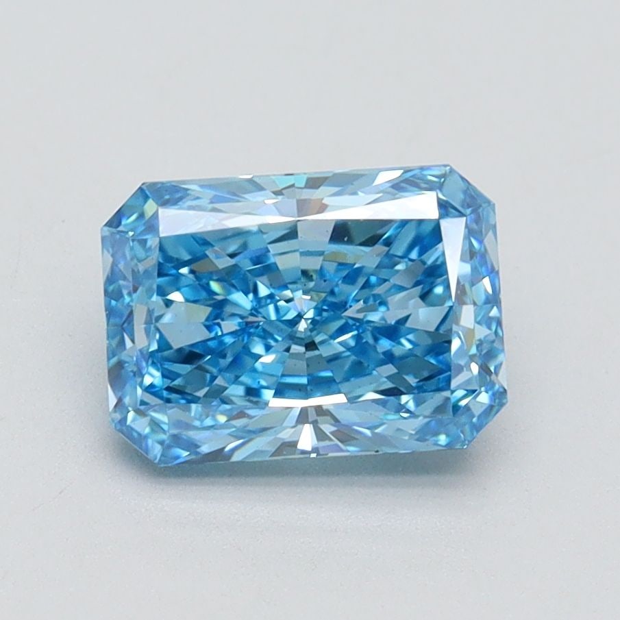 Loose Diamond - RADIANT 1.51ct Fancy Vivid Blue VS2: Loose Diamond - RADIANT 1.51ct Fancy Vivid Blue VS2 Source: This is a real non-mined Diamond that has been grown in a lab Shape: RADIANT Carats: 1.51 Color: Fancy Vivid Blue Certification: IGI Video: