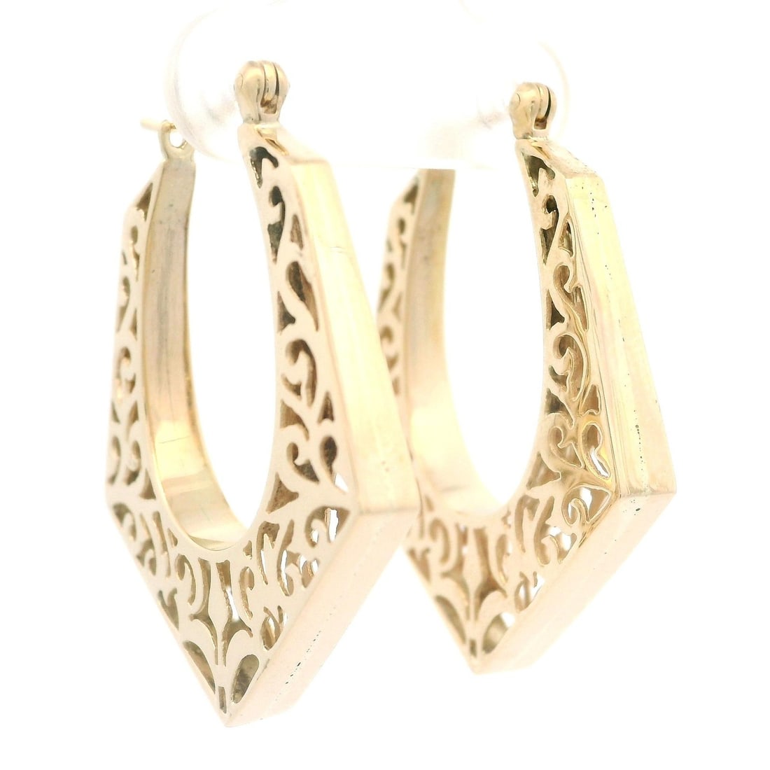 Vintage 14k Yellow Gold Polished Dangle Hoop Earrings (1 of 8)
