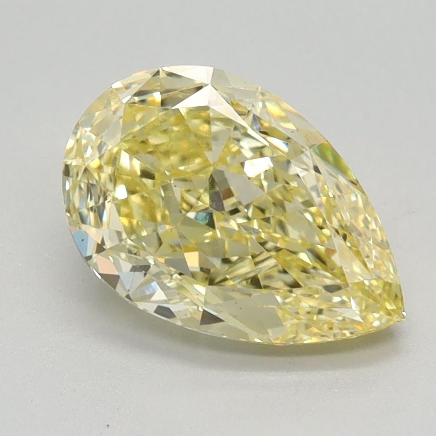 Loose Diamond - PEAR 1.7ct Fancy Intense Yellow VS2: Loose Diamond - PEAR 1.7ct Fancy Intense Yellow VS2 Source: This is a real non-mined Diamond that has been grown in a lab Shape: PEAR Carats: 1.7 Color: Fancy Intense Yellow Certification: IGI Video: