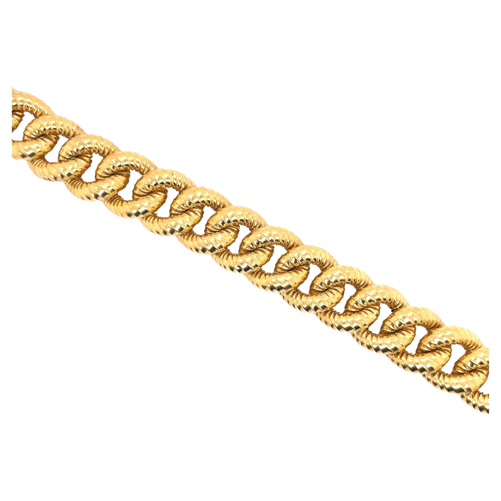 Harbor Diamonds 18K Yellow Gold Textured Link Bracelet 34.9g Contemporary Design (1 of 11)