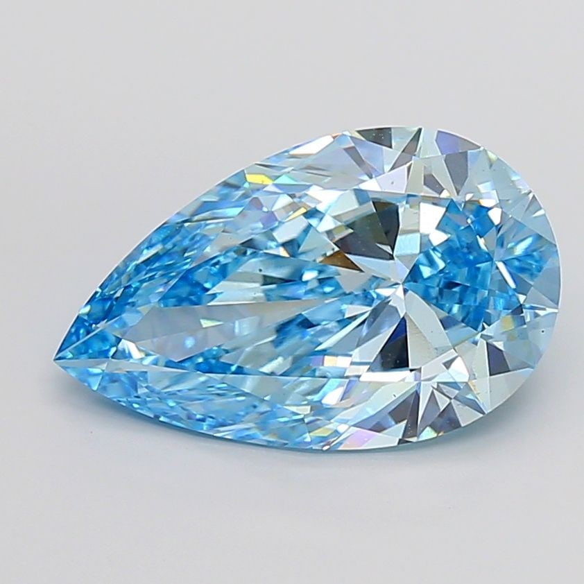 Loose Diamond - PEAR 10.05ct Fancy Vivid Blue VS1: Loose Diamond - PEAR 10.05ct Fancy Vivid Blue VS1 Source: This is a real non-mined Diamond that has been grown in a lab Shape: PEAR Carats: 10.05 Color: Fancy Vivid Blue Certification: IGI Video: