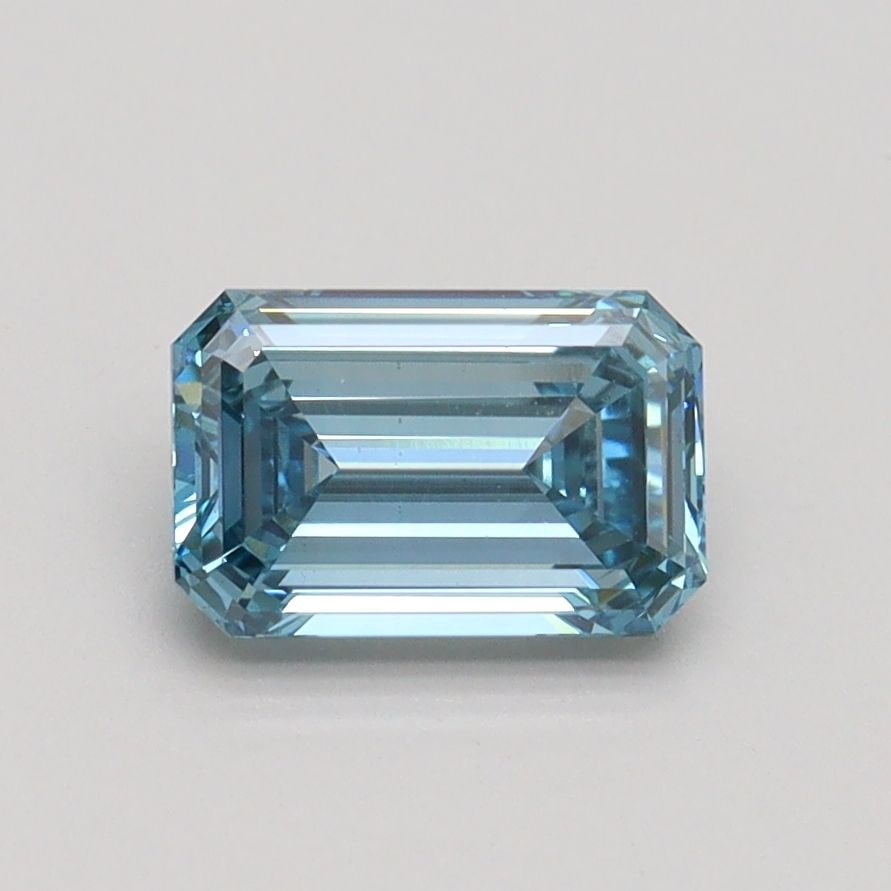 Loose Diamond - EMERALD 0.99ct Fancy Intense Greenish Blue VS1: Loose Diamond - EMERALD 0.99ct Fancy Intense Greenish Blue VS1 Source: This is a real non-mined Diamond that has been grown in a lab Shape: EMERALD Carats: 0.99 Color: Fancy Intense Greenish Blue Cert