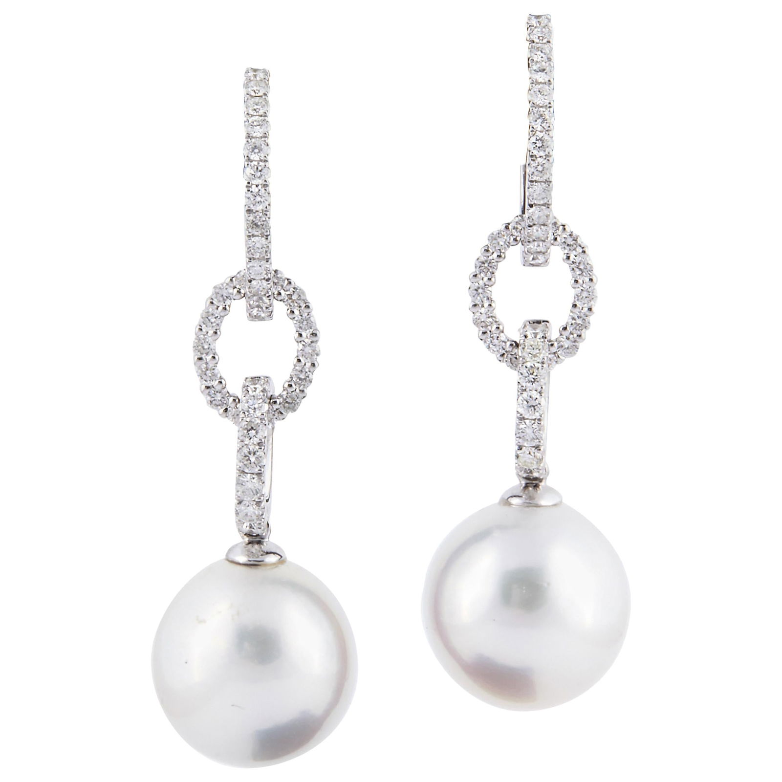 Harbor Diamonds 18K White Gold South Sea Pearl Diamond Hoop Earrings: Harbor Diamonds 18K White Gold South Sea Pearl Diamond Hoop Earrings Elevate your elegance with these stunning South Sea Pearl Diamond Hoop Drop Earrings, expertly crafted from 18k white gold. Each ea