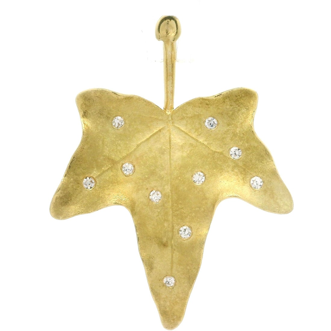 Vintage 18k Yellow Gold Diamond Leaf Brooch 0.15ctw Natural Diamonds (1 of 6)