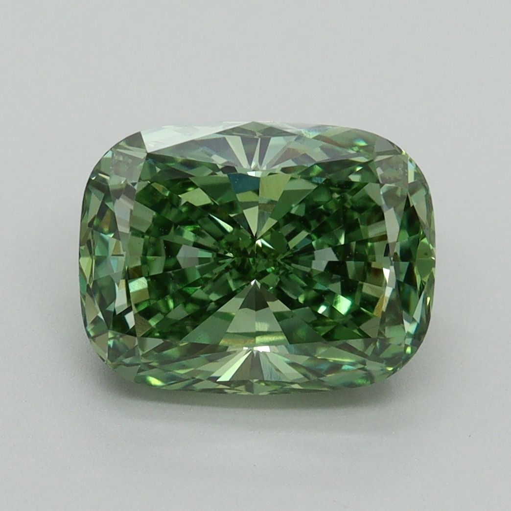 Loose Diamond - CUSHION BRILLIANT 3.02ct Fancy Vivid Green VS1: Loose Diamond - CUSHION BRILLIANT 3.02ct Fancy Vivid Green VS1 Source: This is a real non-mined Diamond that has been grown in a lab Shape: CUSHION BRILLIANT Carats: 3.02 Color: Fancy Vivid Green Cert
