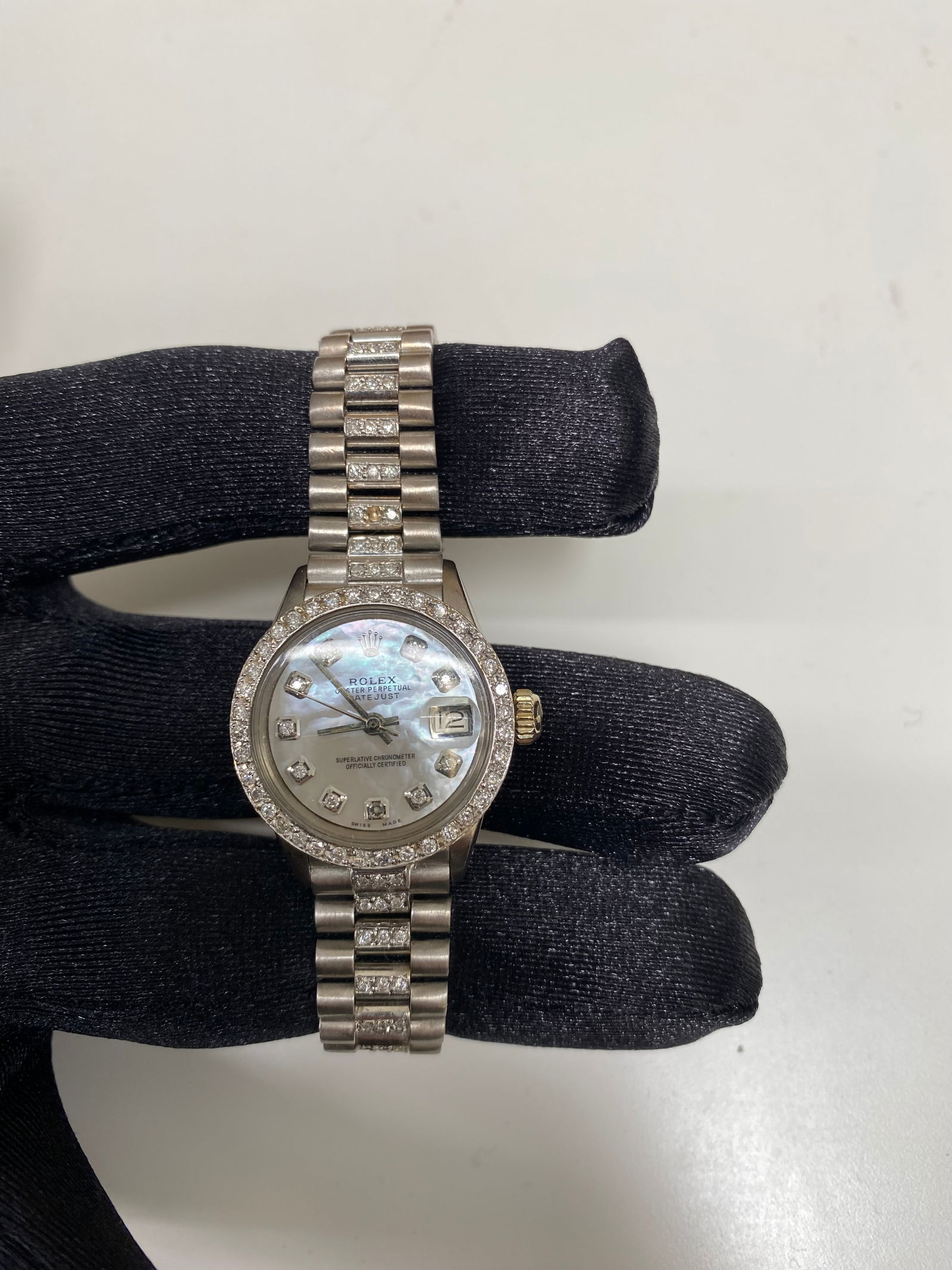 Ladies Rolex 6517 Datejust President Watch White MOP Dial Diamond Bezel (1 of 3)