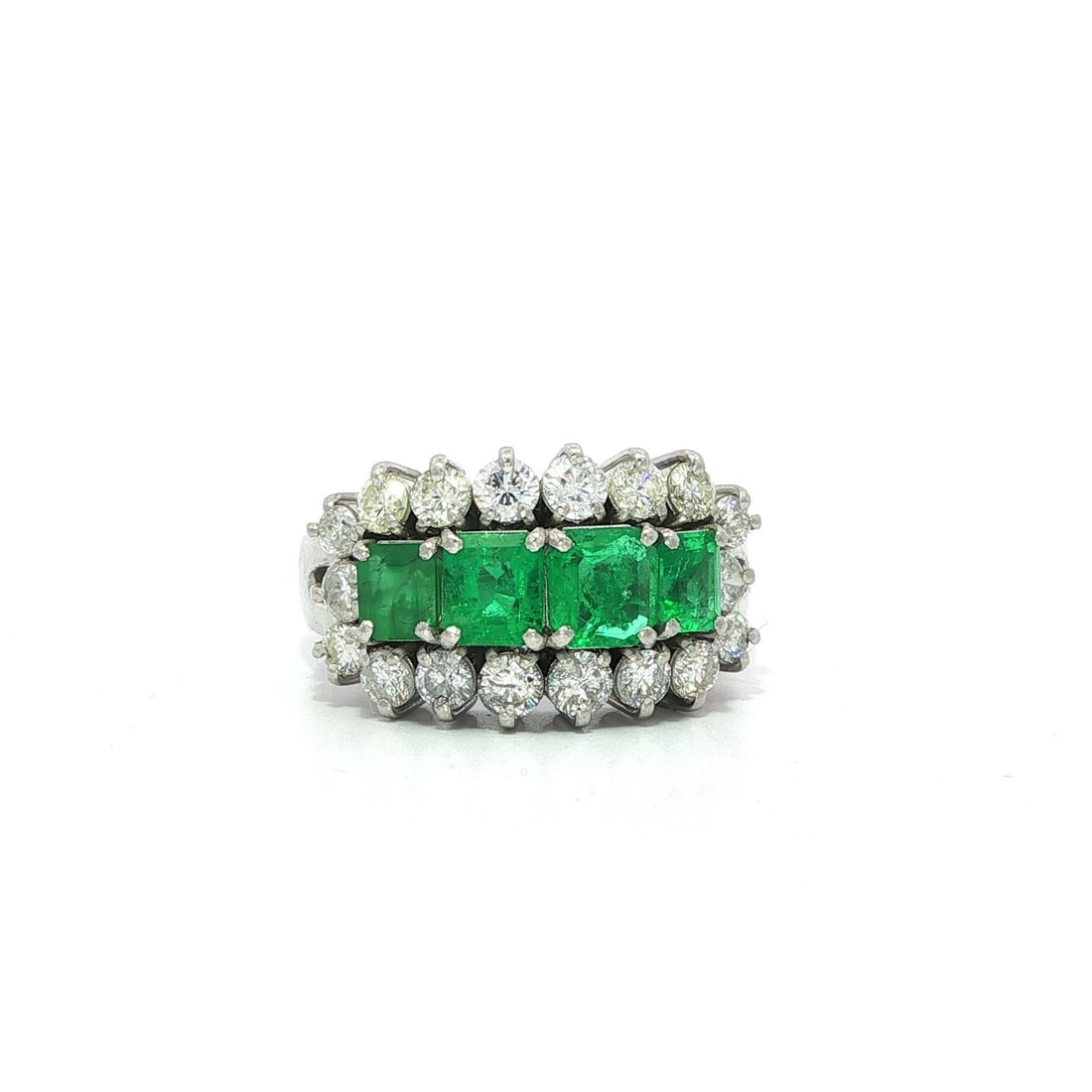 Vintage Platinum 2.66ctw Emerald and Diamond Cocktail Ring (1 of 16)