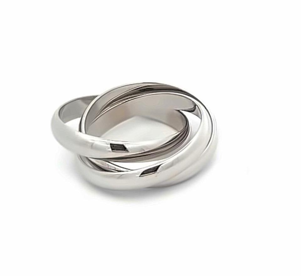Cartier Trinity 18k White Gold Triple Rolling Band Ring EU 53 US 6.5: Cartier Trinity 18k White Gold Triple Rolling Band Ring EU 53 US 6.5 This exquisite authentic Cartier Trinity ring features a unique triple rolling band design crafted from 18k white gold. The ring