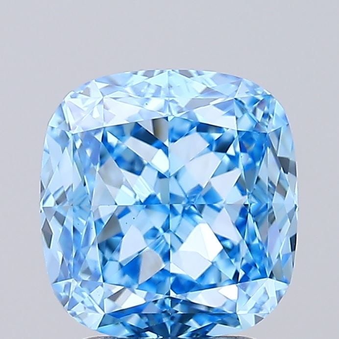 Loose Diamond - CUSHION MODIFIED 2.69ct Fancy Vivid Blue VS1: Loose Diamond - CUSHION MODIFIED 2.69ct Fancy Vivid Blue VS1 Source: This is a real non-mined Diamond that has been grown in a lab Shape: CUSHION MODIFIED Carats: 2.69 Color: Fancy Vivid Blue Certific