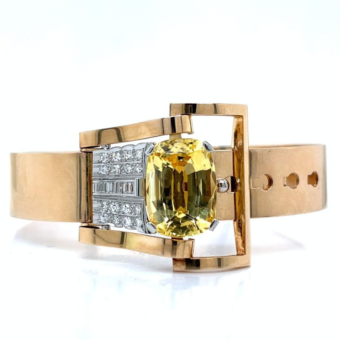 BIRKS 14K Gold Platinum Ceylon Sapphire Diamond Bracelet Certified 13.68 Ct (1 of 1)