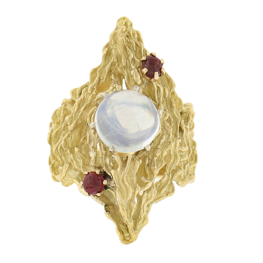 18k Yellow Gold 2.78ct Blue Moonstone Ruby Ring - 4