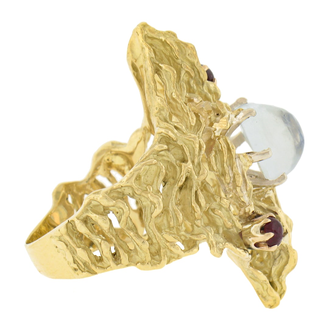 18k Yellow Gold 2.78ct Blue Moonstone Ruby Ring - 5