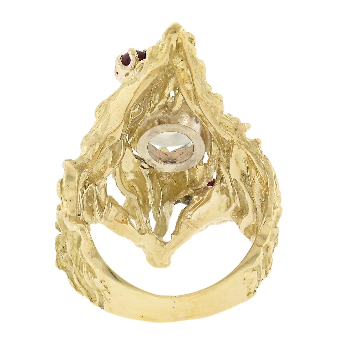 18k Yellow Gold 2.78ct Blue Moonstone Ruby Ring - 7