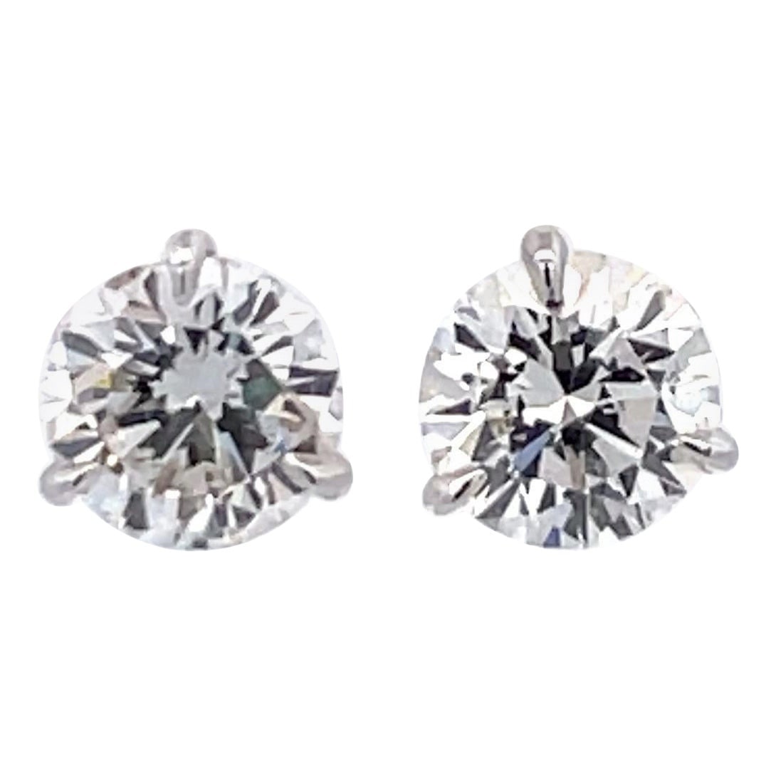GIA Certified Diamond Stud Earrings 3.04 Carats H-I I1 in 18K White Gold (1 of 11)