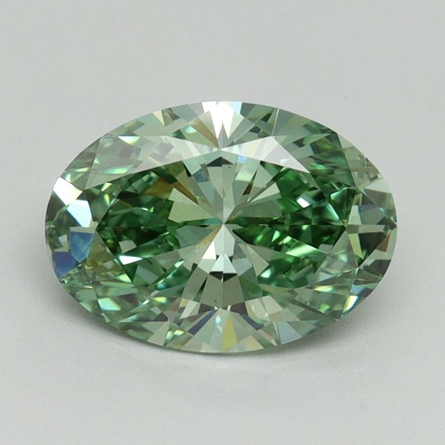 Loose Diamond - OVAL 1.51ct Fancy Vivid Green VS1: Loose Diamond - OVAL 1.51ct Fancy Vivid Green VS1 Source: This is a real non-mined Diamond that has been grown in a lab Shape: OVAL Carats: 1.51 Color: Fancy Vivid Green Certification: IGI Video: