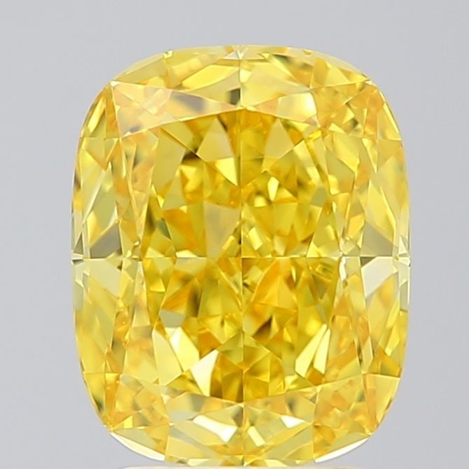 Loose Diamond - CUSHION BRILLIANT 2.52ct Fancy Vivid Yellow VVS1: Loose Diamond - CUSHION BRILLIANT 2.52ct Fancy Vivid Yellow VVS1 Source: This is a real non-mined Diamond that has been grown in a lab Shape: CUSHION BRILLIANT Carats: 2.52 Color: Fancy Vivid Yellow C