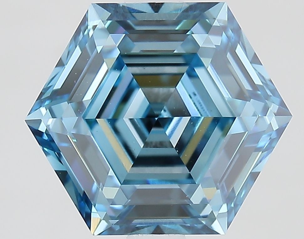 Loose Diamond - HEXAGONAL 2.78ct Fancy Vivid Blue VS1: Loose Diamond - HEXAGONAL 2.78ct Fancy Vivid Blue VS1 Source: This is a real non-mined Diamond that has been grown in a lab Shape: HEXAGONAL Carats: 2.78 Color: Fancy Vivid Blue Certification: IGI Vid