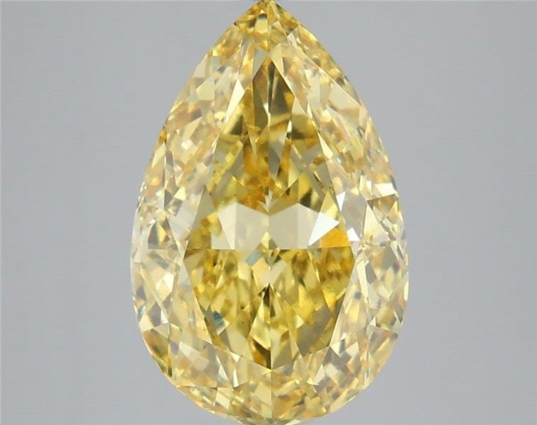 Loose Diamond - PEAR 5.03ct Fancy Vivid Yellow VS1: Loose Diamond - PEAR 5.03ct Fancy Vivid Yellow VS1 Source: This is a real non-mined Diamond that has been grown in a lab Shape: PEAR Carats: 5.03 Color: Fancy Vivid Yellow Certification: IGI Video: