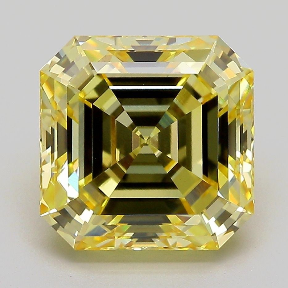 Loose Diamond - ASSCHER 5.04ct Fancy Yellow VS1: Loose Diamond - ASSCHER 5.04ct Fancy Yellow VS1 Source: This is a real non-mined Diamond that has been grown in a lab Shape: ASSCHER Carats: 5.04 Color: Fancy Yellow Certification: IGI Video: