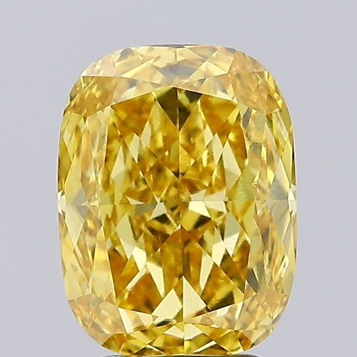 Loose Diamond - CUSHION MODIFIED 3.02ct Fancy Vivid Yellow VS1: Loose Diamond - CUSHION MODIFIED 3.02ct Fancy Vivid Yellow VS1 Source: This is a real non-mined Diamond that has been grown in a lab Shape: CUSHION MODIFIED Carats: 3.02 Color: Fancy Vivid Yellow Cert