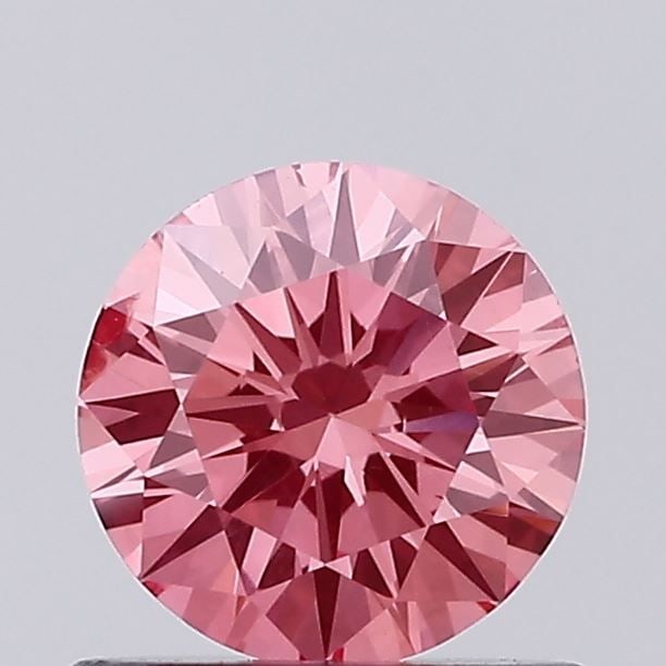 Loose Diamond - ROUND 0.57ct Fancy Vivid Orangey Pink SI1: Loose Diamond - ROUND 0.57ct Fancy Vivid Orangey Pink SI1 Source: This is a real non-mined Diamond that has been grown in a lab Shape: ROUND Carats: 0.57 Color: Fancy Vivid Orangey Pink Certification: