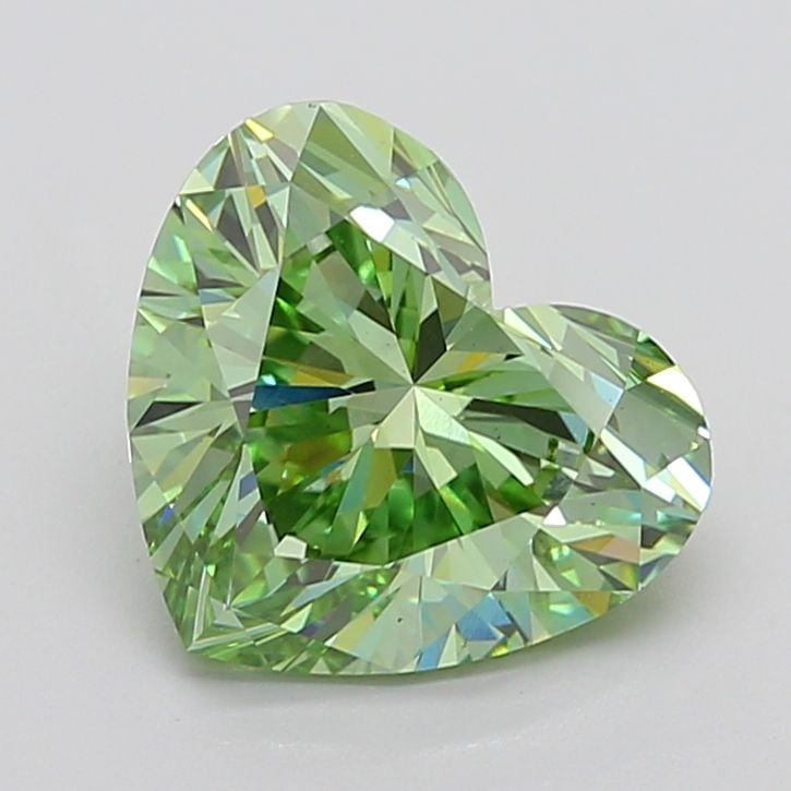 Loose Diamond - HEART 5.15ct Fancy Vivid Green VS1: Loose Diamond - HEART 5.15ct Fancy Vivid Green VS1 Source: This is a real non-mined Diamond that has been grown in a lab Shape: HEART Carats: 5.15 Color: Fancy Vivid Green Certification: IGI Video: