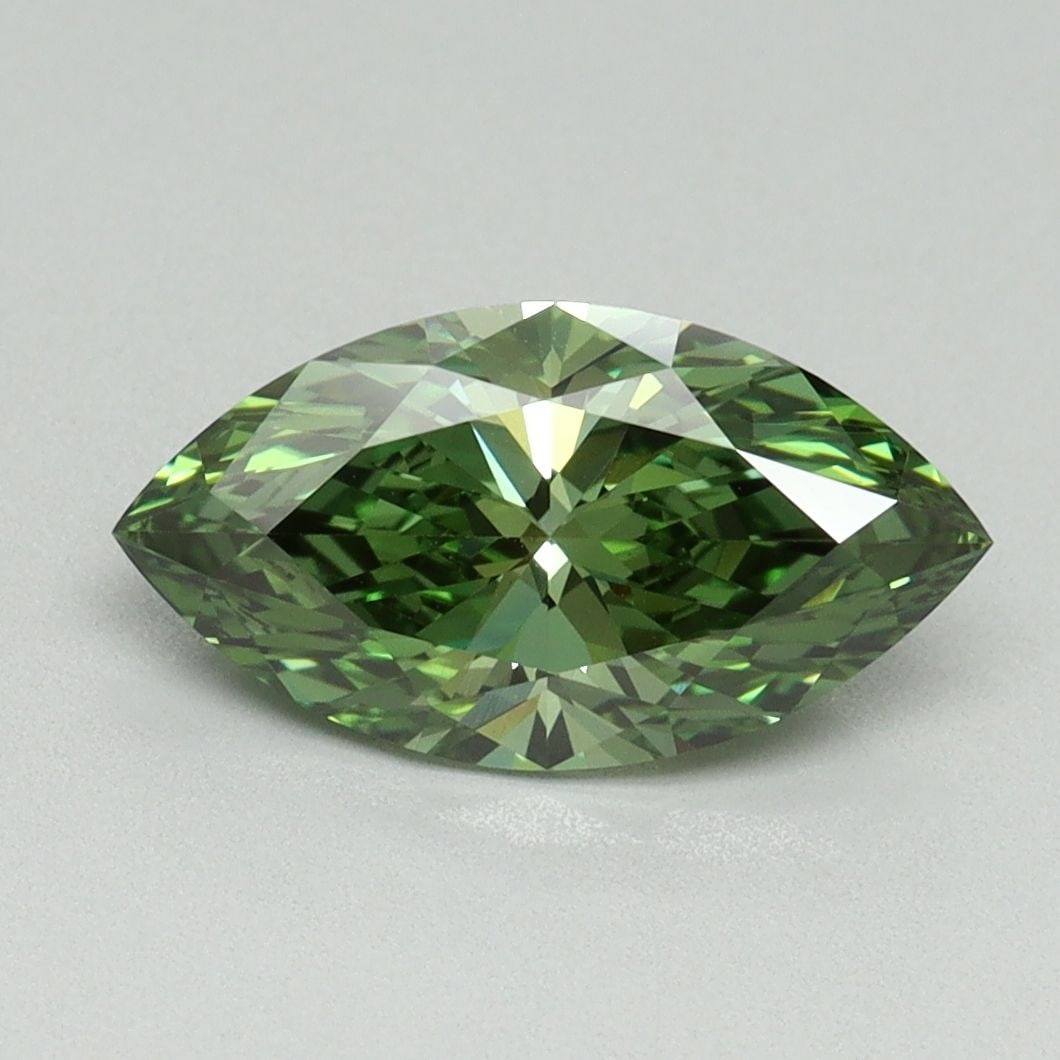 Loose Diamond - MARQUISE 1.61ct Fancy Vivid Green VVS2: Loose Diamond - MARQUISE 1.61ct Fancy Vivid Green VVS2 Source: This is a real non-mined Diamond that has been grown in a lab Shape: MARQUISE Carats: 1.61 Color: Fancy Vivid Green Certification: IGI Vi