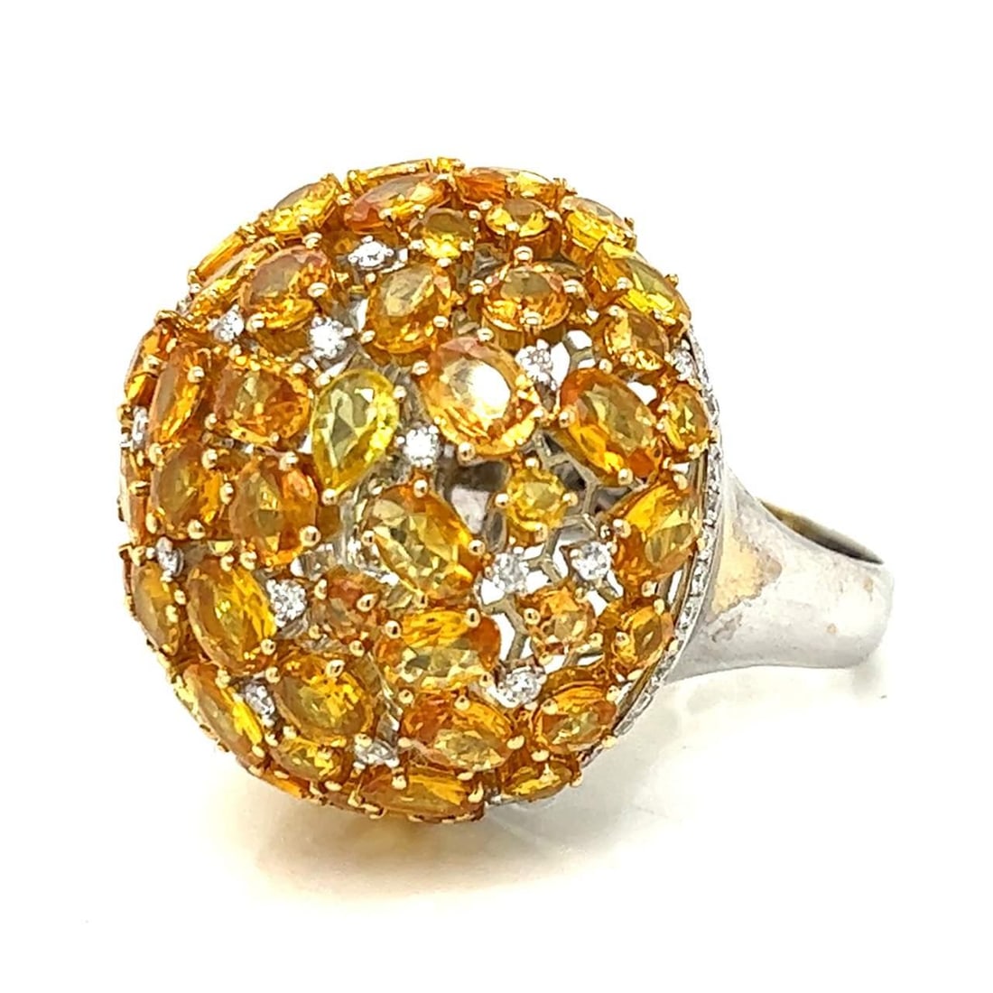 18K White Gold Yellow Sapphire Diamond Ring 35 Ct Unique Jewelry (1 of 4)