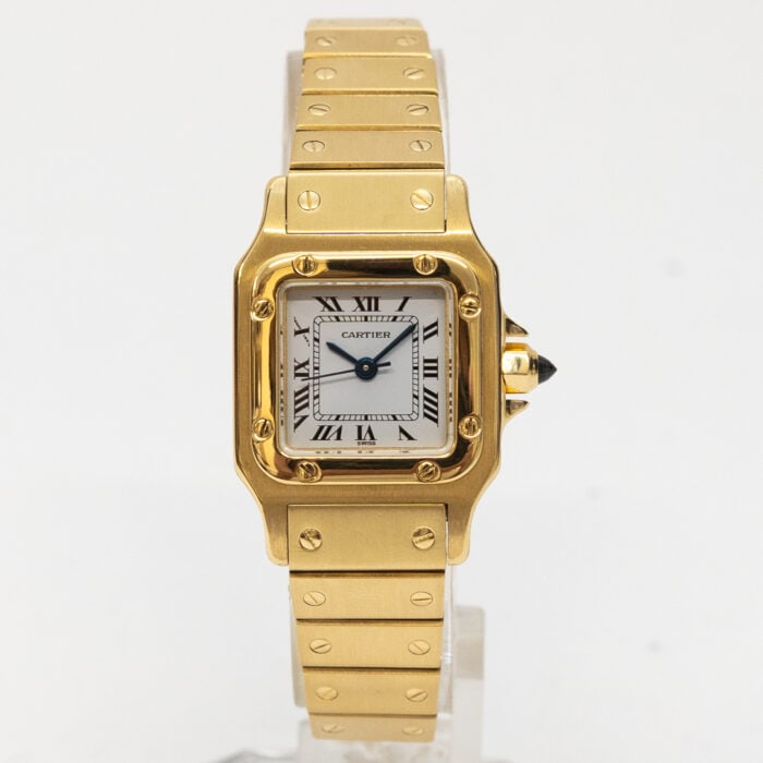 18k Yellow Gold Cartier Santos 24mm Reference 1569 White Face Watch (1 of 4)