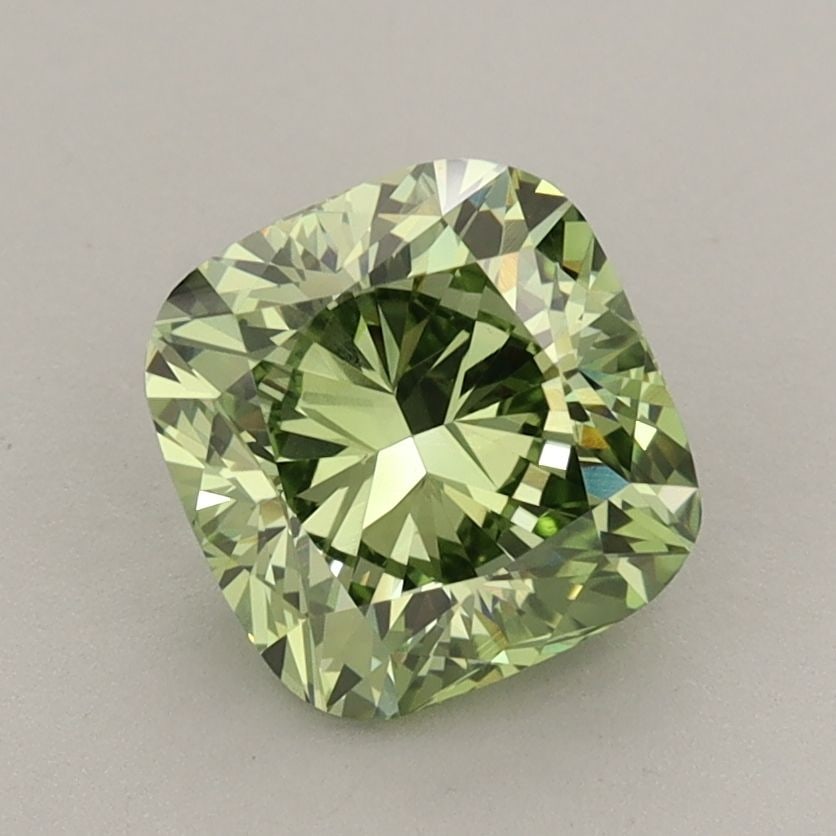 Loose Diamond - CUSHION MODIFIED 1.76ct Fancy Vivid Green VS1: Loose Diamond - CUSHION MODIFIED 1.76ct Fancy Vivid Green VS1 Source: This is a real non-mined Diamond that has been grown in a lab Shape: CUSHION MODIFIED Carats: 1.76 Color: Fancy Vivid Green Certif