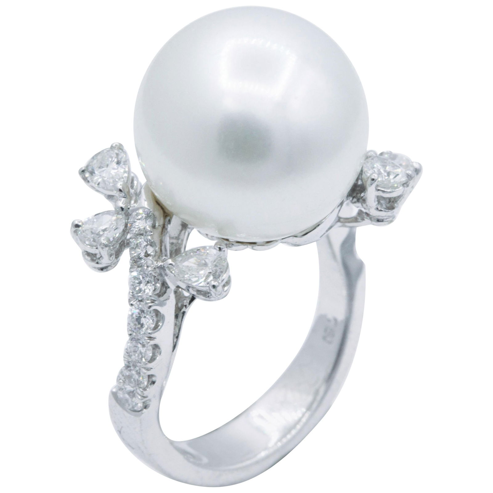 Harbor Diamonds 18K White Gold Pearl and Diamond Ring 0.99 Carat (1 of 7)