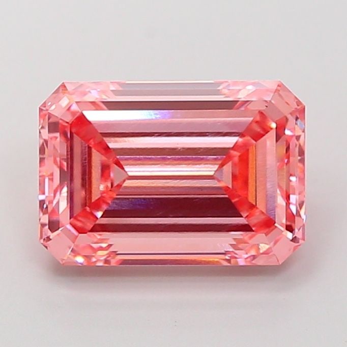 Loose Diamond - EMERALD 4.12ct Fancy Vivid Pink VS1: Loose Diamond - EMERALD 4.12ct Fancy Vivid Pink VS1 Source: This is a real non-mined Diamond that has been grown in a lab Shape: EMERALD Carats: 4.12 Color: Fancy Vivid Pink Certification: IGI Video: