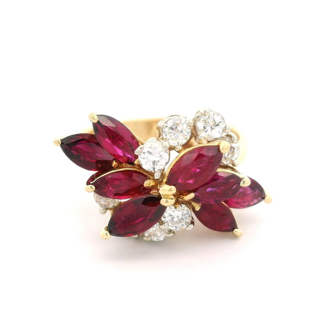 18k Yellow Gold GIA Certified 2.86ct No Heat Ruby Diamond Cocktail Ring (1 of 9)