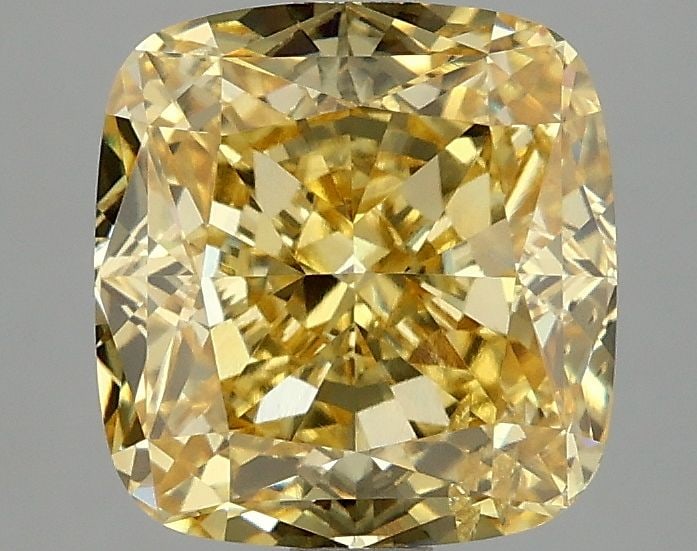 Loose Diamond - CUSHION MODIFIED 3.04ct Fancy Vivid Yellow SI1: Loose Diamond - CUSHION MODIFIED 3.04ct Fancy Vivid Yellow SI1 Source: This is a real non-mined Diamond that has been grown in a lab Shape: CUSHION MODIFIED Carats: 3.04 Color: Fancy Vivid Yellow Cert