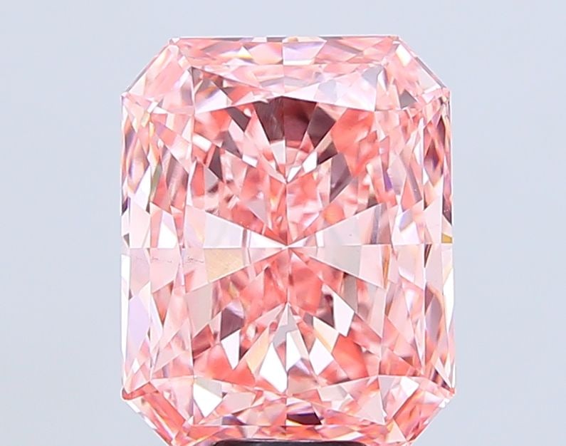 Loose Diamond - RADIANT 10.3ct Fancy Vivid Pink VS1: Loose Diamond - RADIANT 10.3ct Fancy Vivid Pink VS1 Source: This is a real non-mined Diamond that has been grown in a lab Shape: RADIANT Carats: 10.3 Color: Fancy Vivid Pink Certification: IGI Video: