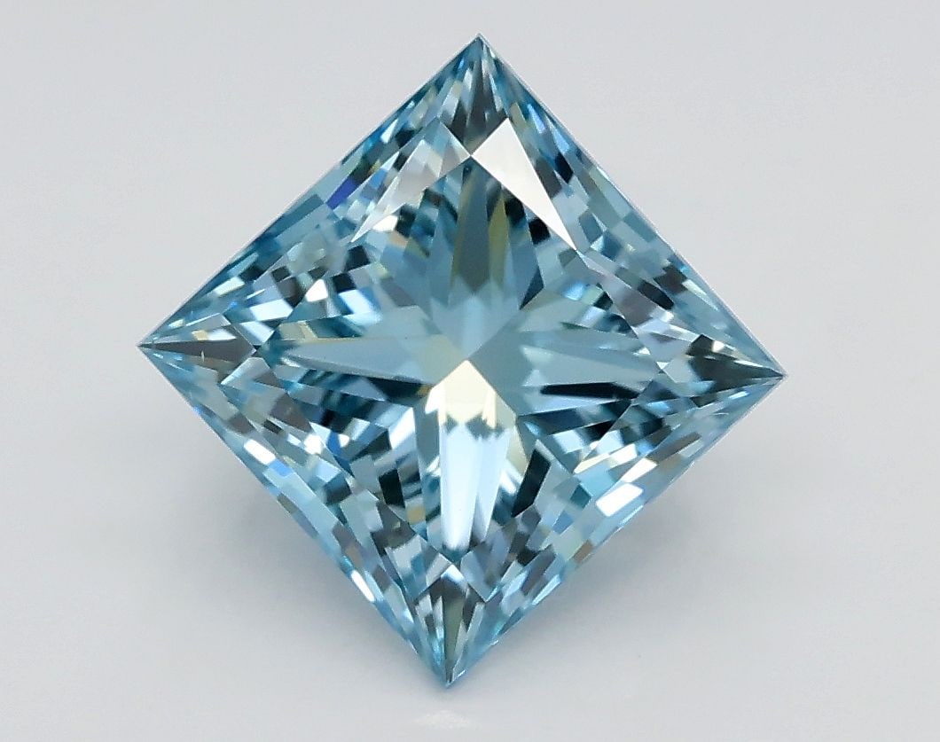 Loose Diamond - PRINCESS 2.3ct Fancy Intense Greenish Blue VS1: Loose Diamond - PRINCESS 2.3ct Fancy Intense Greenish Blue VS1 Source: This is a real non-mined Diamond that has been grown in a lab Shape: PRINCESS Carats: 2.3 Color: Fancy Intense Greenish Blue Cert