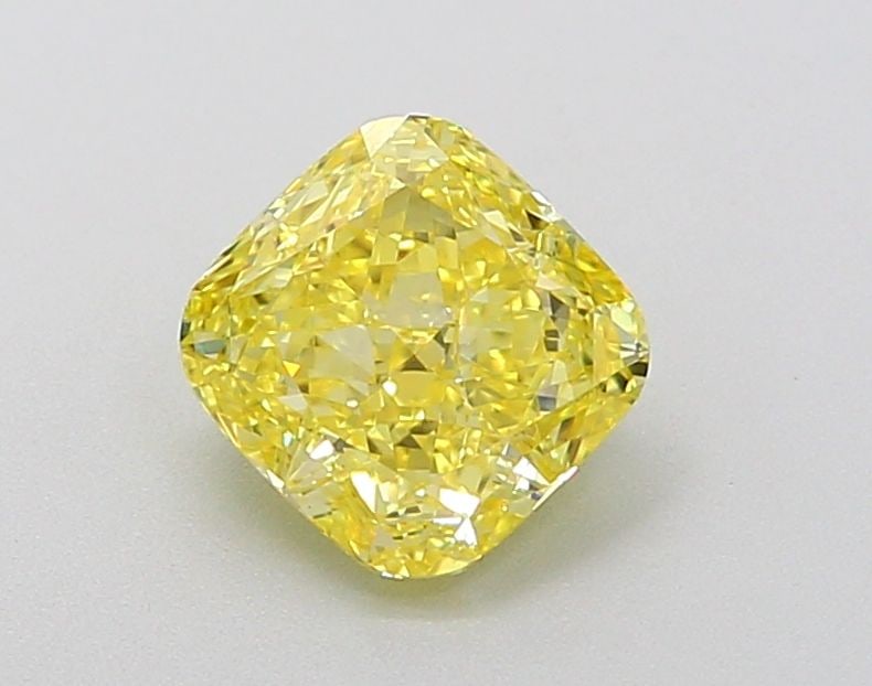 Loose Diamond - CUSHION MODIFIED 1.07ct Fancy Vivid Yellow VVS2: Loose Diamond - CUSHION MODIFIED 1.07ct Fancy Vivid Yellow VVS2 Source: This is a real non-mined Diamond that has been grown in a lab Shape: CUSHION MODIFIED Carats: 1.07 Color: Fancy Vivid Yellow Cer