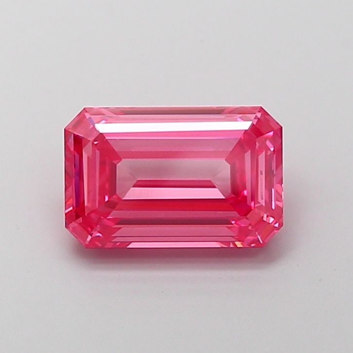 Loose Diamond - EMERALD 2.52ct Fancy Vivid Pink VS1: Loose Diamond - EMERALD 2.52ct Fancy Vivid Pink VS1 Source: This is a real non-mined Diamond that has been grown in a lab Shape: EMERALD Carats: 2.52 Color: Fancy Vivid Pink Certification: IGI Video: