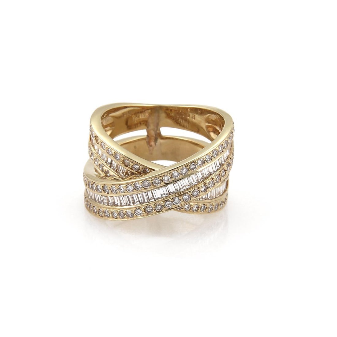 Elegant 1.80ctw Diamond X Crossover Ring in 14k Yellow Gold (1 of 5)