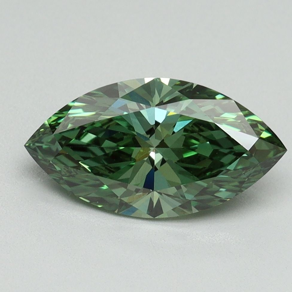 Loose Diamond - MARQUISE 1.61ct Fancy Vivid Green VS1: Loose Diamond - MARQUISE 1.61ct Fancy Vivid Green VS1 Source: This is a real non-mined Diamond that has been grown in a lab Shape: MARQUISE Carats: 1.61 Color: Fancy Vivid Green Certification: IGI Vid
